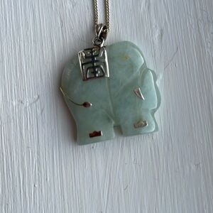 Sterling Silver jade elephant necklace